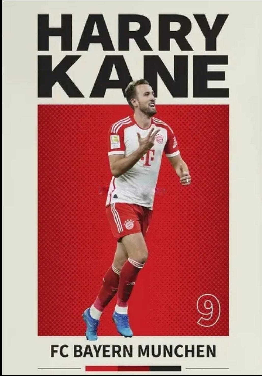 Harry Kane Fc Bayern Canvas Poster 45 X30cm