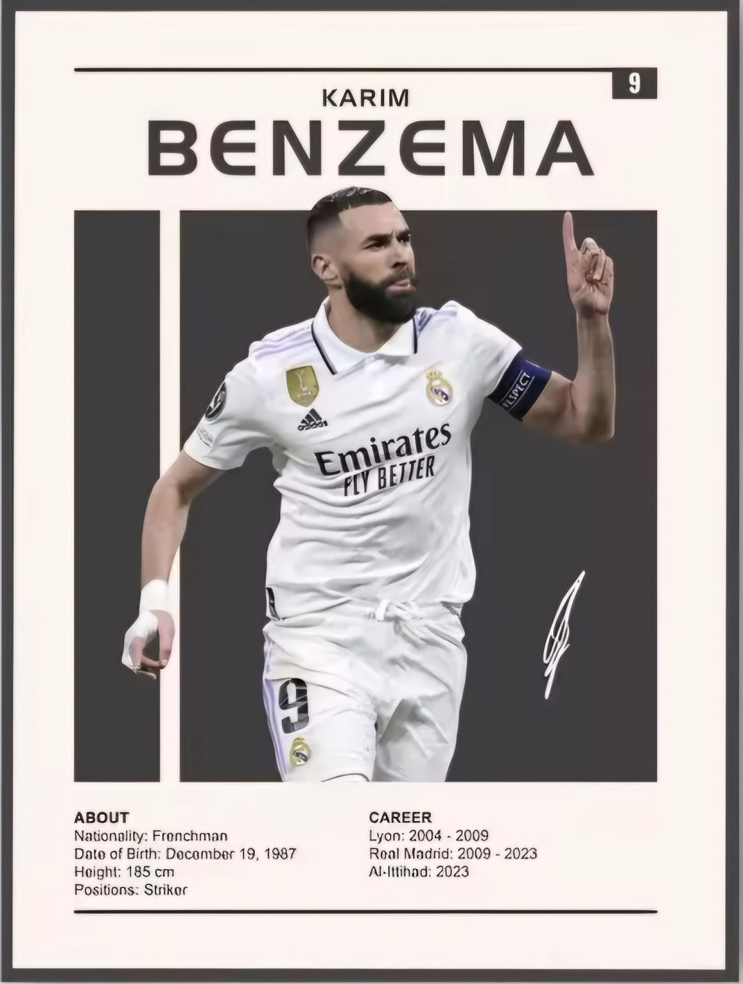 Benzema Canvas Poster 30cm x 45cm