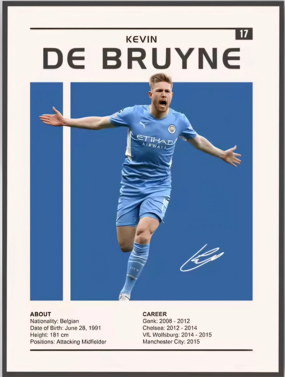 De Bruyne Canvas Poster 90cm x 60cm