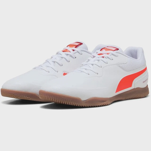 Puma Truco lll Futsal Shoes Jr - WHITE/GLOWING-RED/DARK-CRIMSON/BLACK