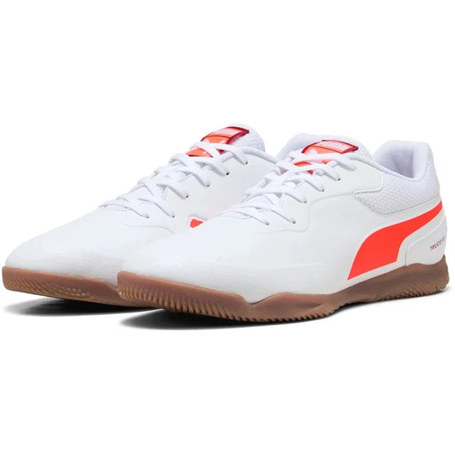 Puma Truco lll Futsal Shoes - WHITE/GLOWING-RED/DARK-CRIMSON