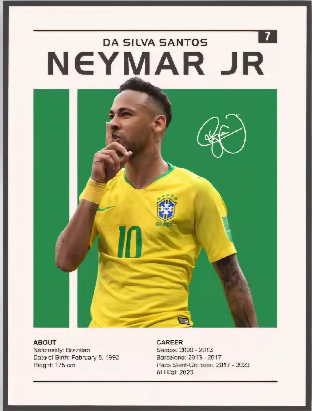 Neymar Jr Canvas Poster 30cm x 45cm