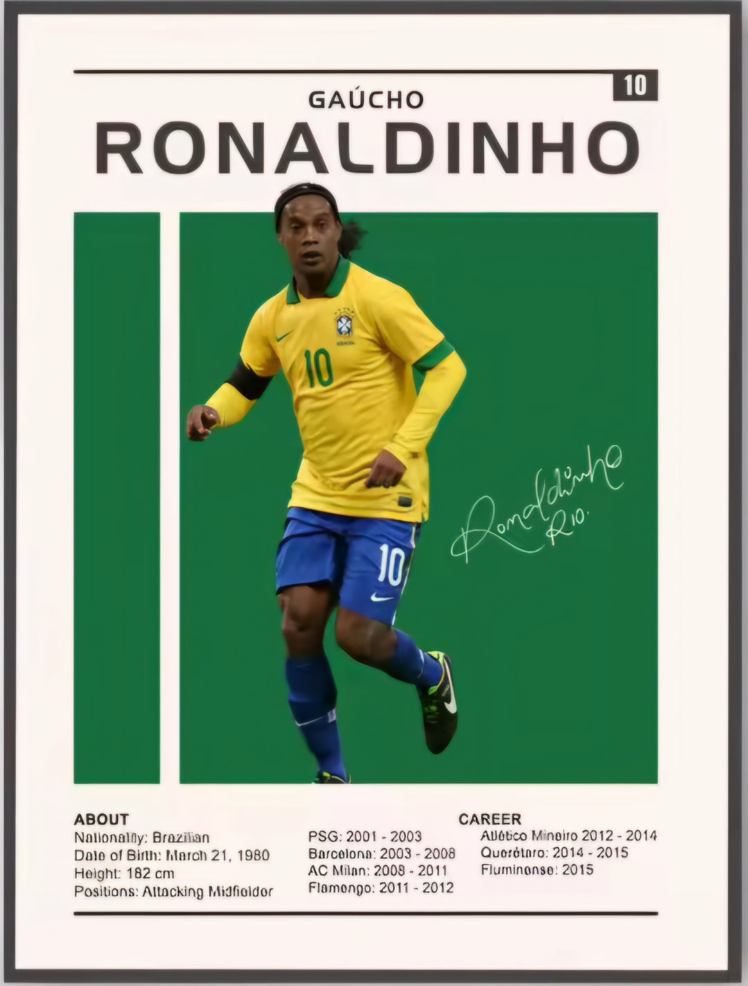 Ronaldinho Canvas Poster 30cm x 45cm