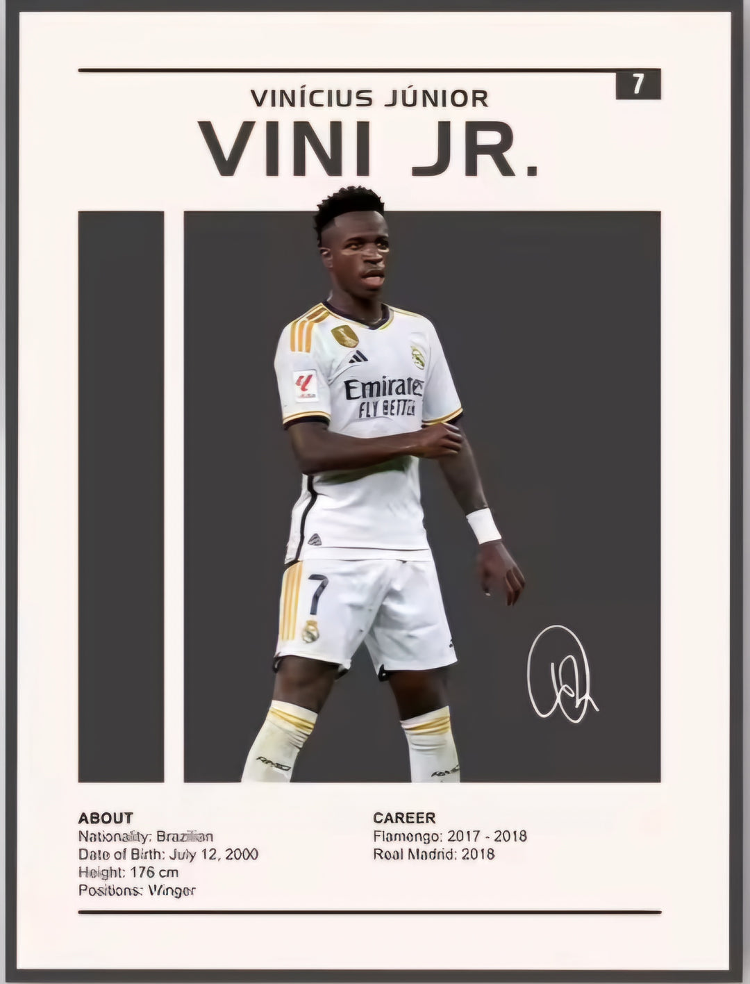 Vini Jr Real Madrid Canvas Poster 30cm x 45cm