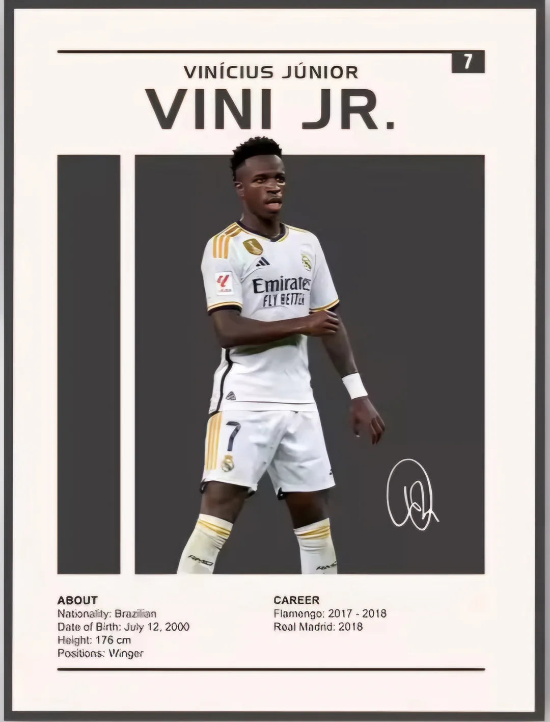 Vini Real Madrid Canvas Poster 90cm X 60cm