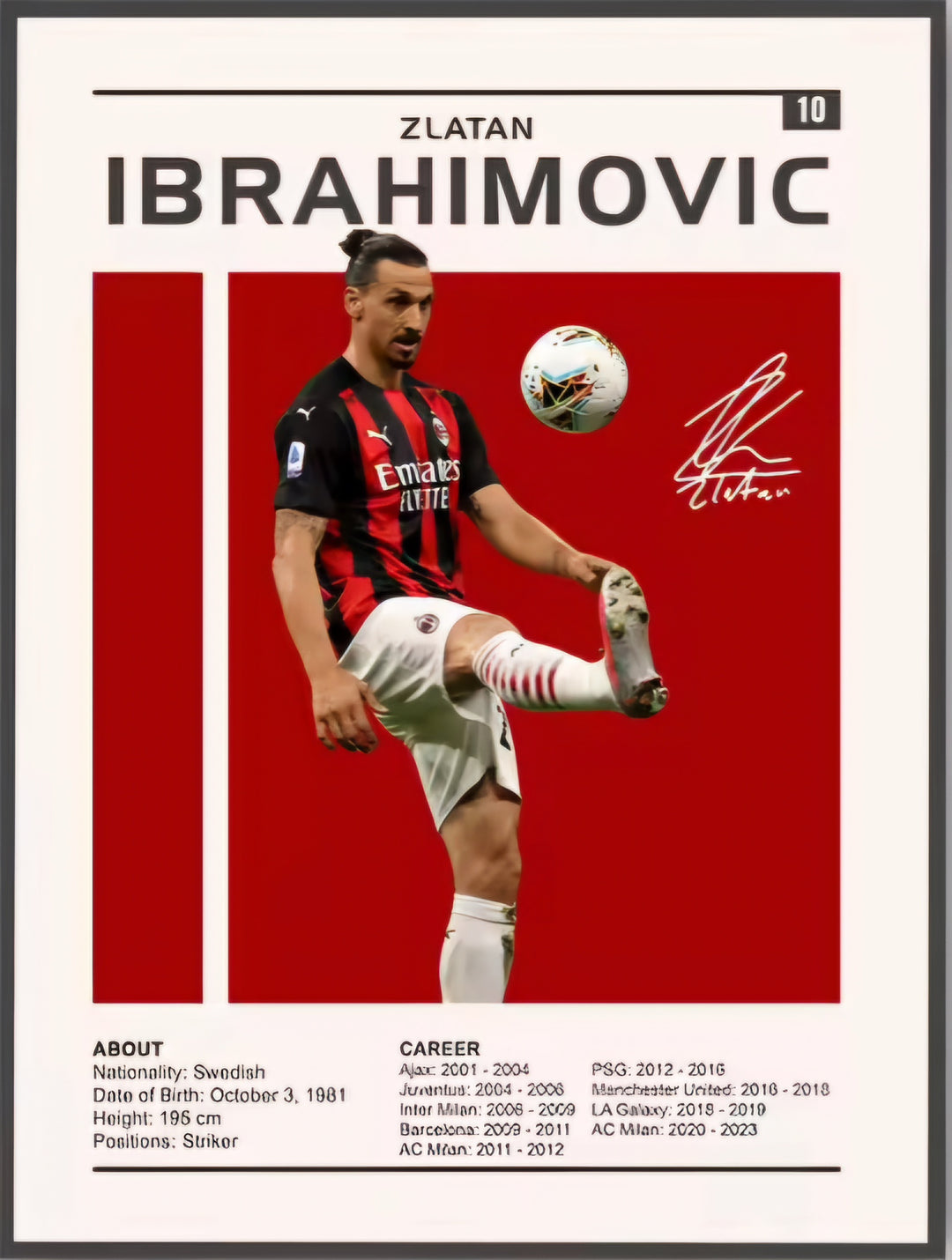 Ibrahimovic Canvas Poster 90cm x 60cm