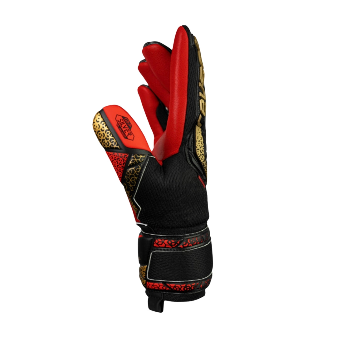 Reusch Goal Keeper Gloves - Attrakt Freegel Silver - BLACK / GOLD / FIERY RED