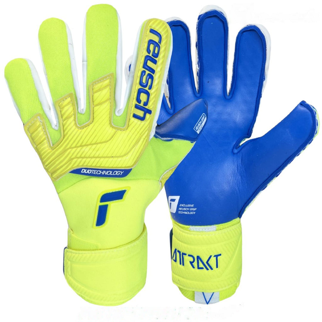 Reusch Goal Keeper Gloves - Attrakt Duo - SAFETY YELLOW/DEEP BLUE