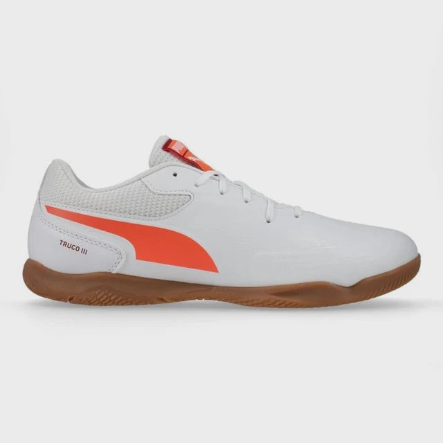 Puma Truco lll Futsal Shoes - WHITE/GLOWING-RED/DARK-CRIMSON