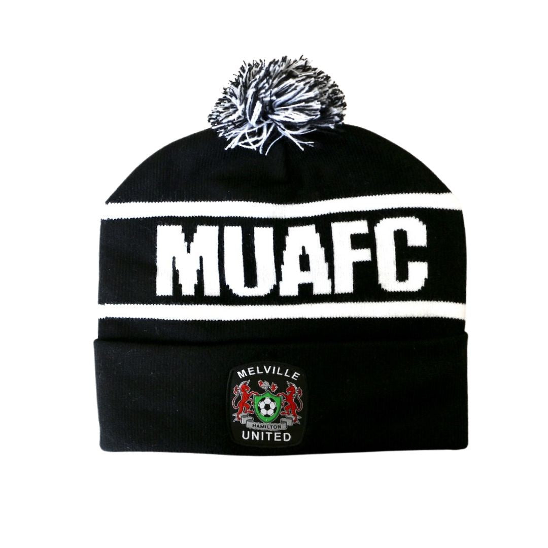 Melville United - Black Pompom Beanie