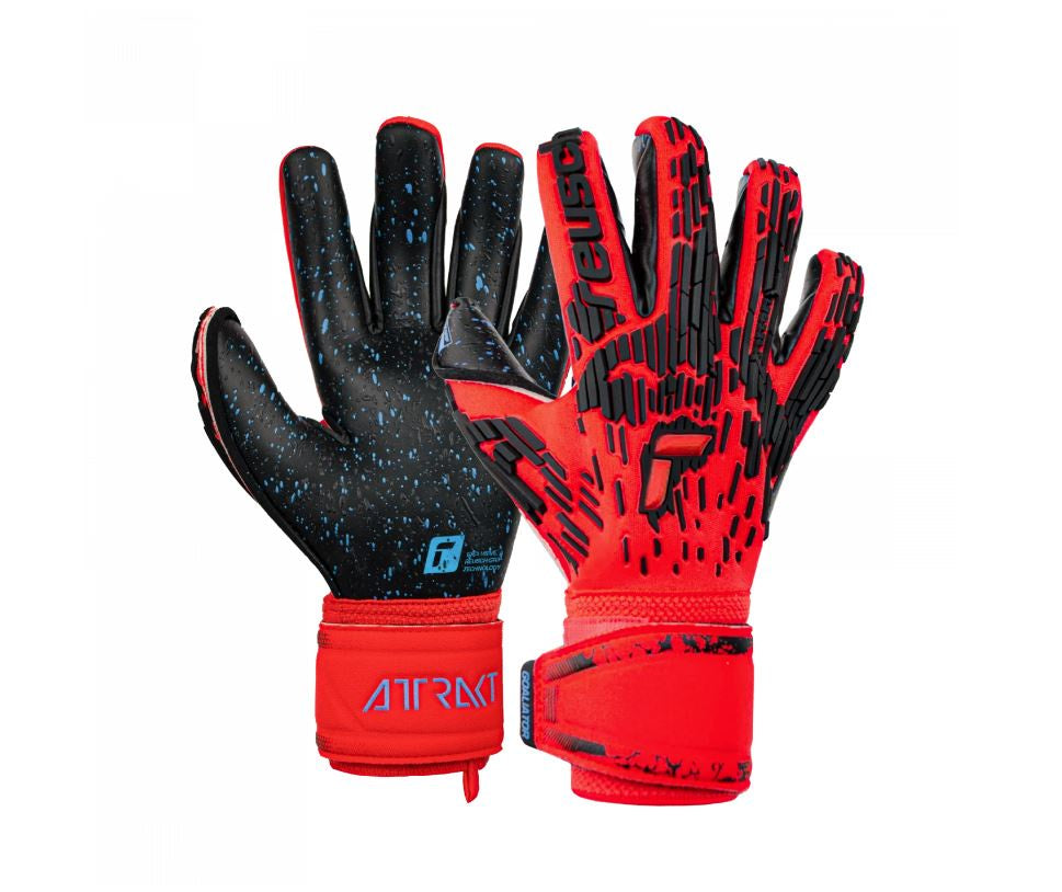 Reusch Goal Keeper Gloves - Attrakt Freegel Fusion Goaliator - RED/BLACK