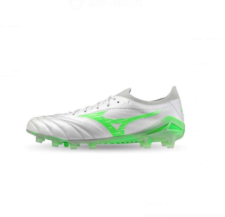 Mizuno Morelia Neo IV Beta  Elite FG Boots- WHITE/GREEN GEKO