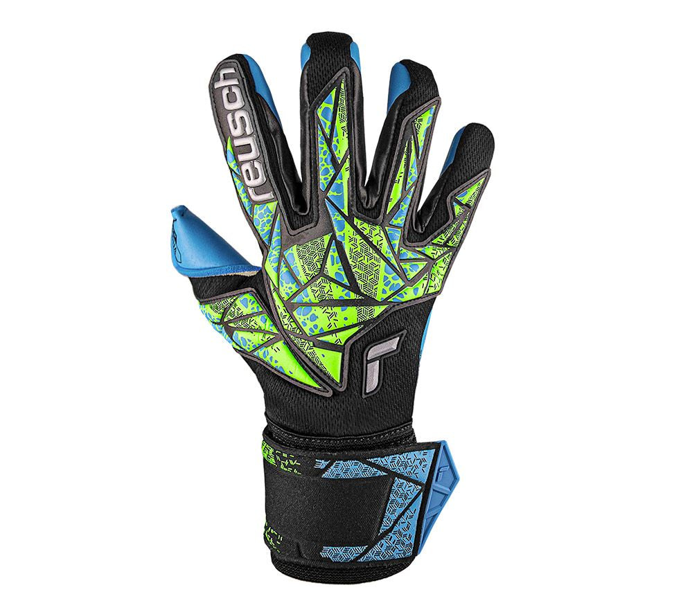 Reusch Goal Keeper Gloves - Attrakt Aqua - BLACK/LIME/BLUE