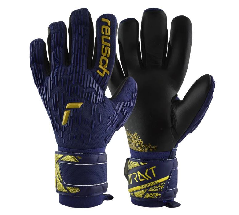 Reusch Goal Keeper Gloves Junior - Attrakt Freegel Silver - BLUE/GOLD/BLACK