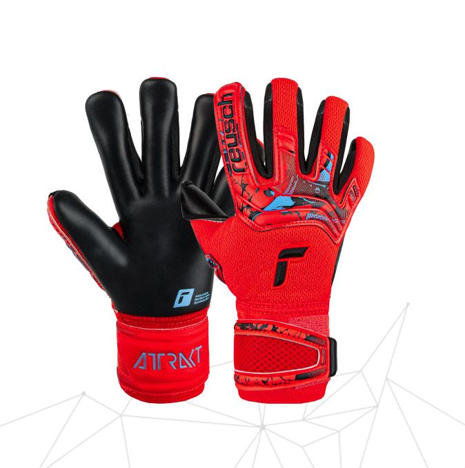 Reusch Goal Keeper Gloves -  Attrakt Duo - BRIGHT RED/BLACK