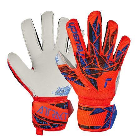 Reusch Goal Keeper Gloves Junior - Starter Solid Finger Support - ORANGE/BLUE