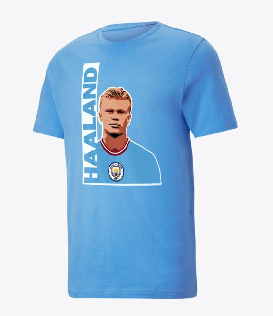 Kids' Manchester City Haaland Graphic Tee - LIGHT BLUE