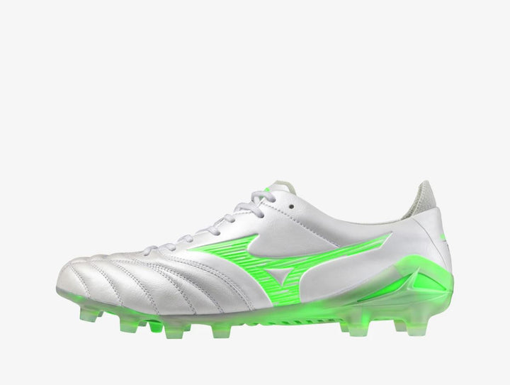 Mizuno Morelia Neo IV Elite FG Boots - WHITE/GREEN GEKO