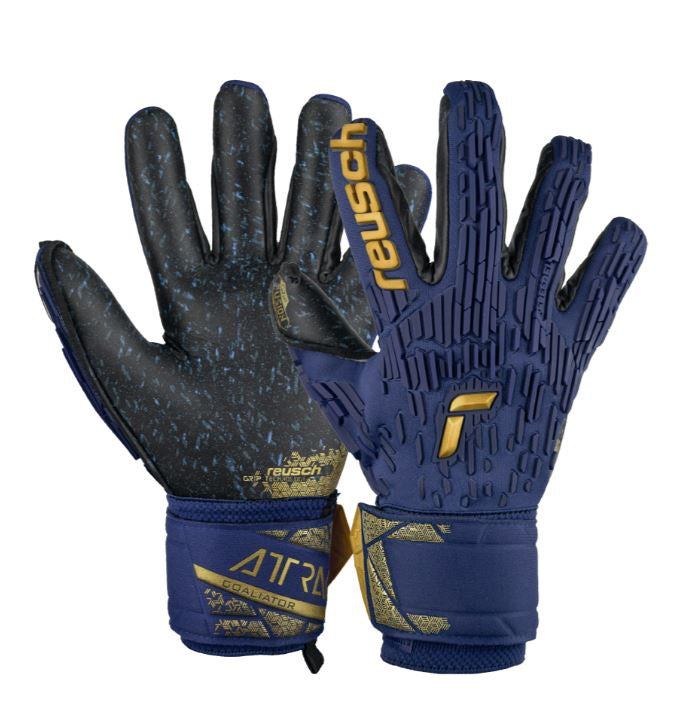 Reusch Goal Keeper Gloves - Attrakt Freegel Fusion Goaliator - BLUE/GOLD/BLACK