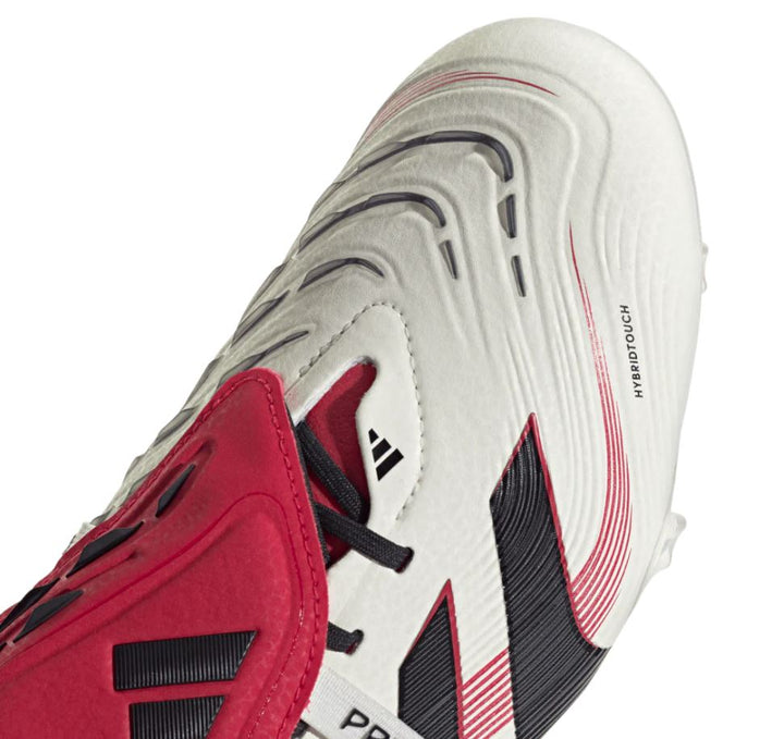 Adidas Predator Elite Fold-Over Tongue FG Boots - WHITE / BLACK / PURE RUBY