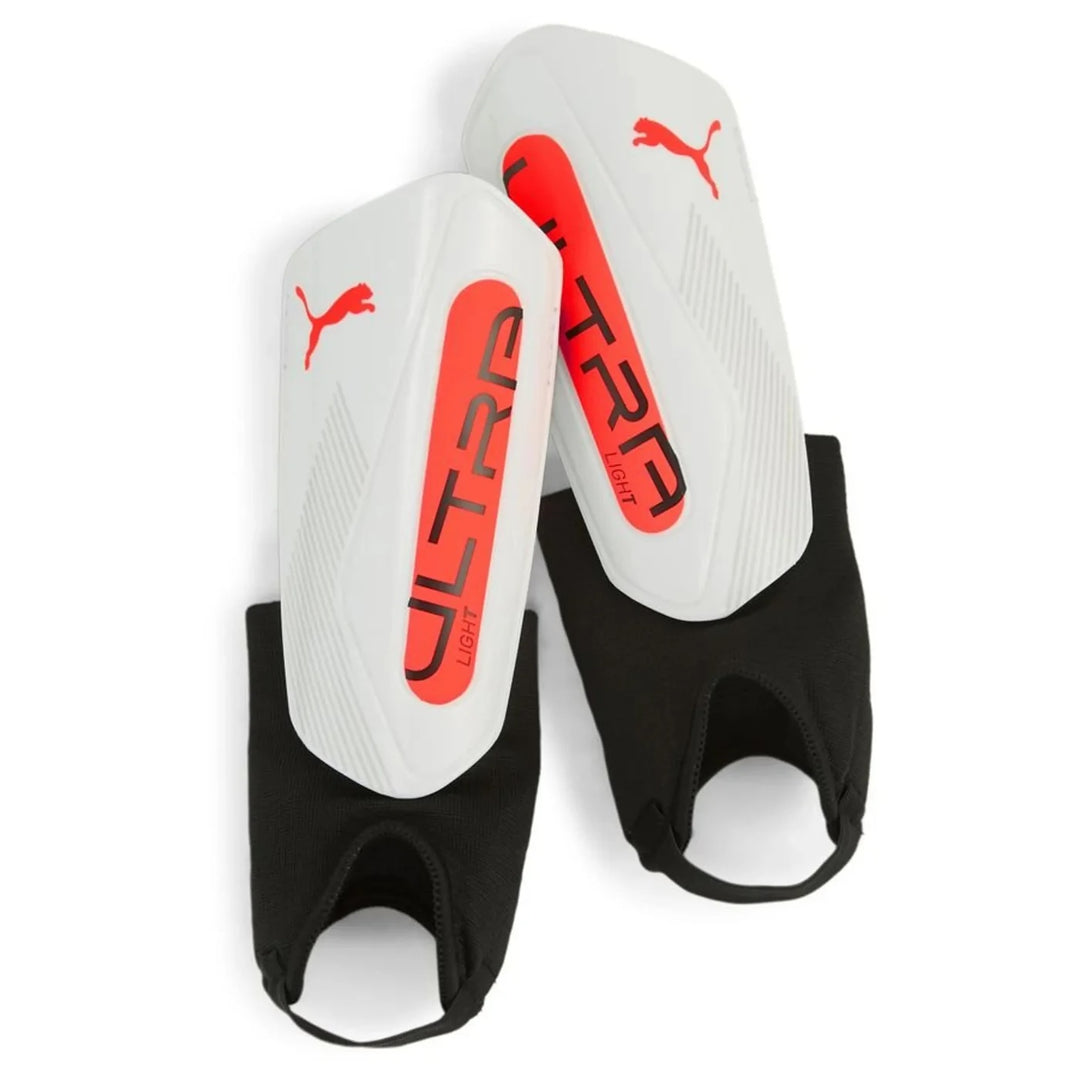 Puma Ultralight Ankle Shinguards (White/Glowing Red)