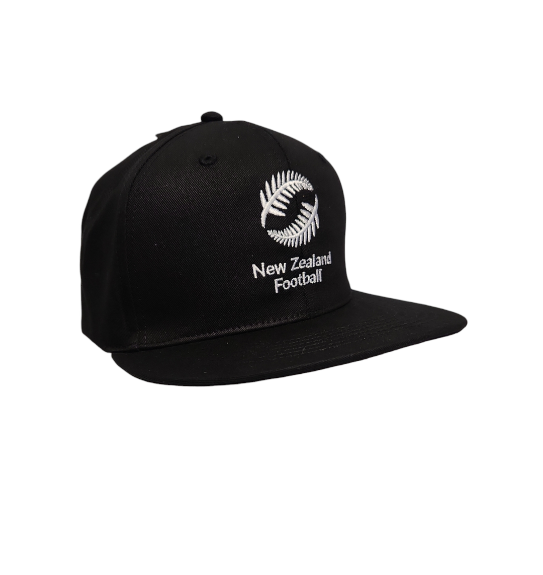 NZ Football Flat Peak Cap - BLACK