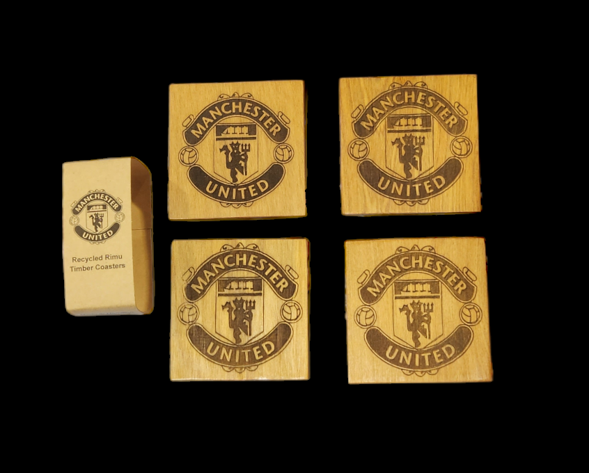 Manchester Utd Handcrafted NZ timber coaster