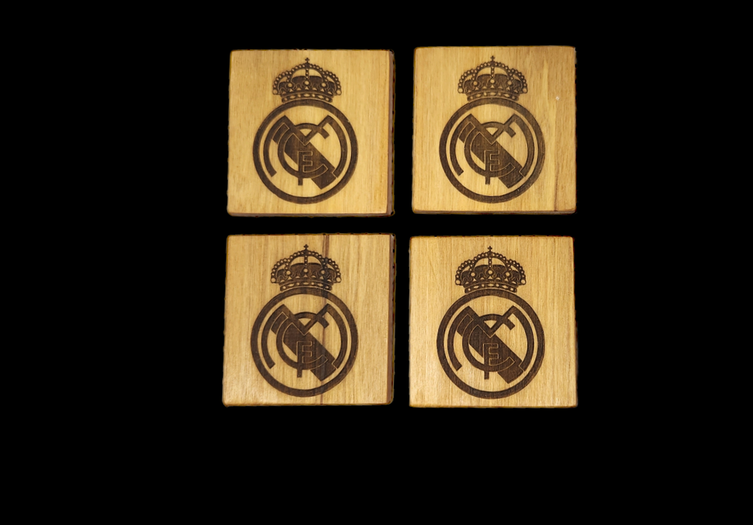 Real Madrid Handcrafted NZ timber Coaster Set