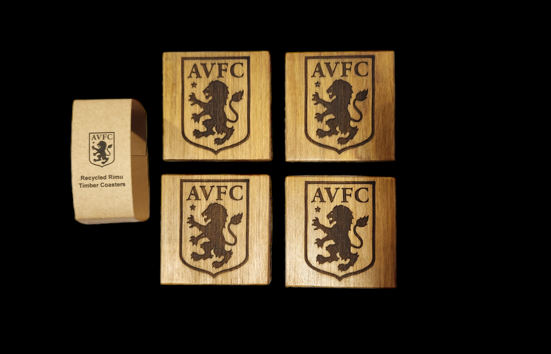 Aston Villa Handcrafted NZ timber Coaster Set