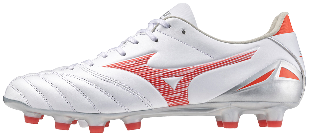 Mizuno Morelia Neo IV Pro FG Boots - WHITE/RADIANT RED/HOT CORAL