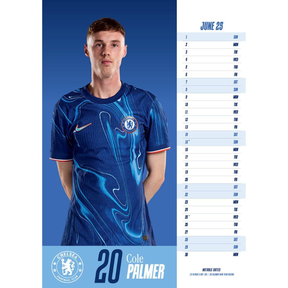 Chelsea FC A3 Calendar 2025