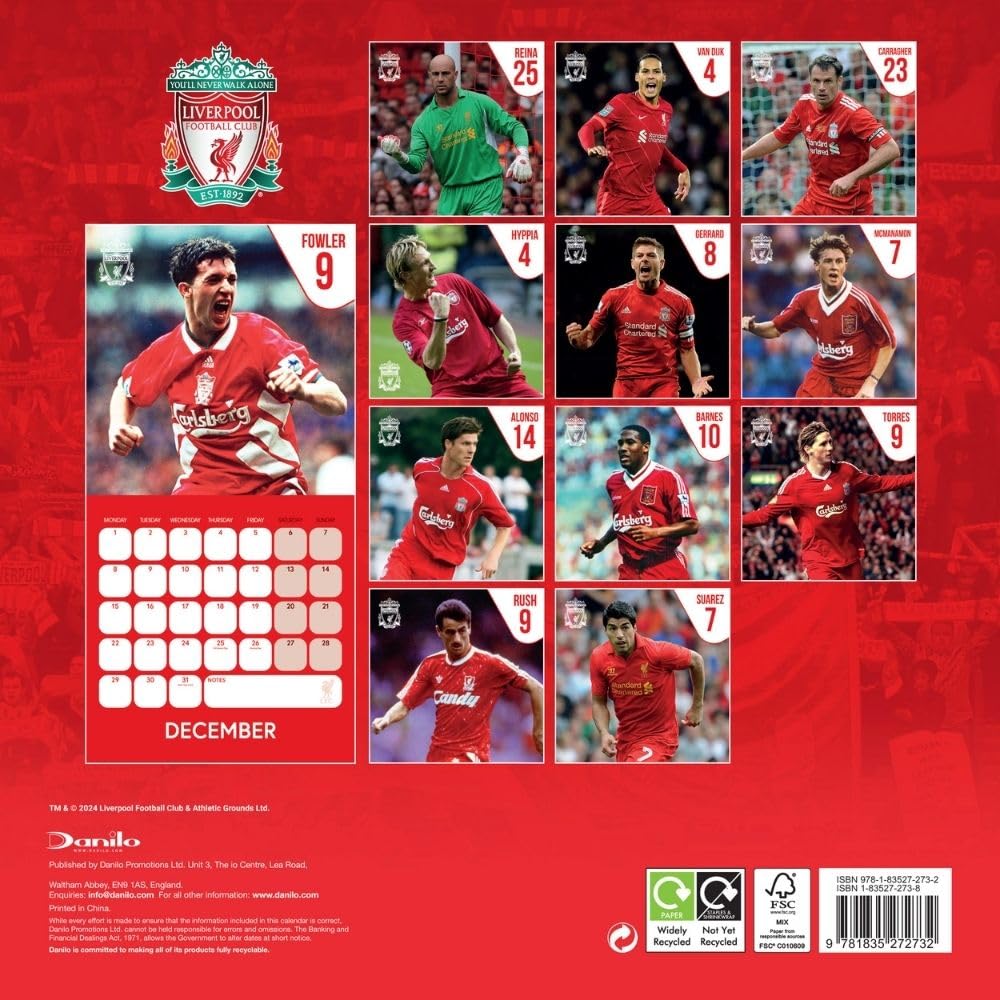 Liverpool FC Legends Square Calendar 2025