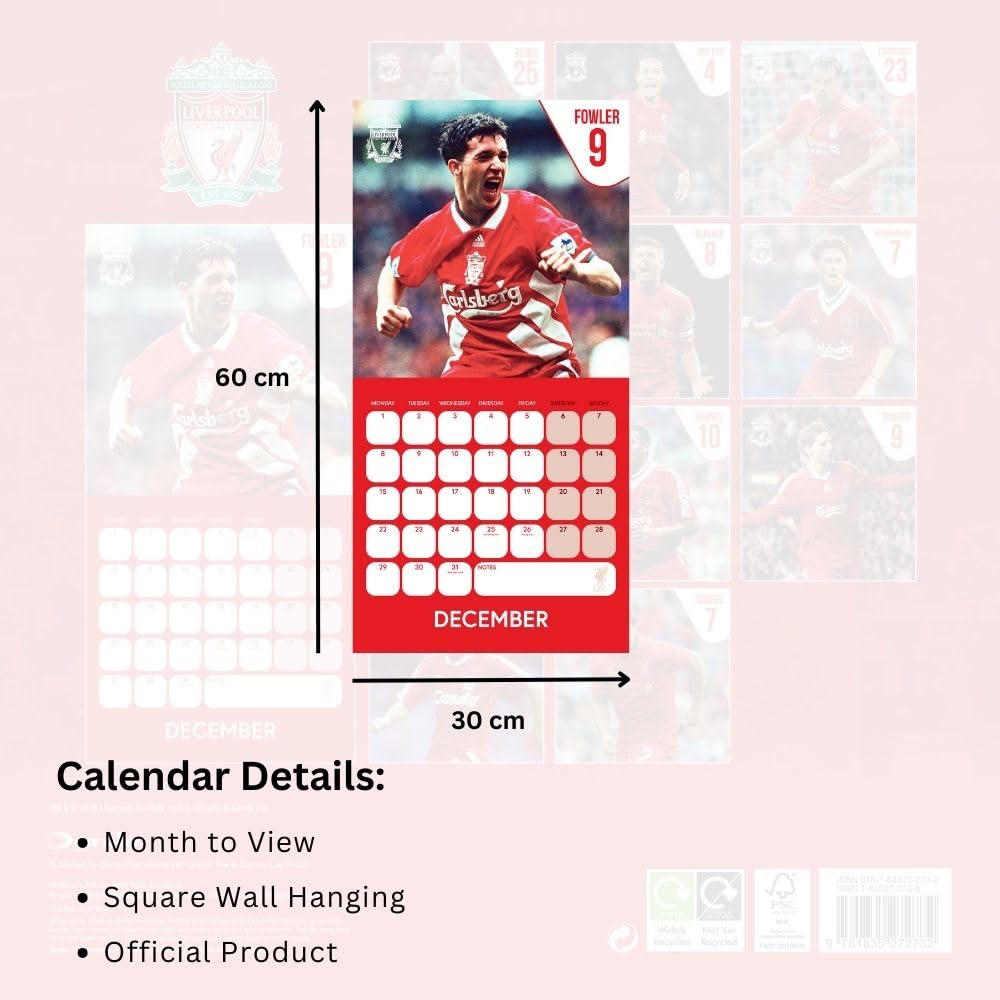 Liverpool FC Legends Square Calendar 2025