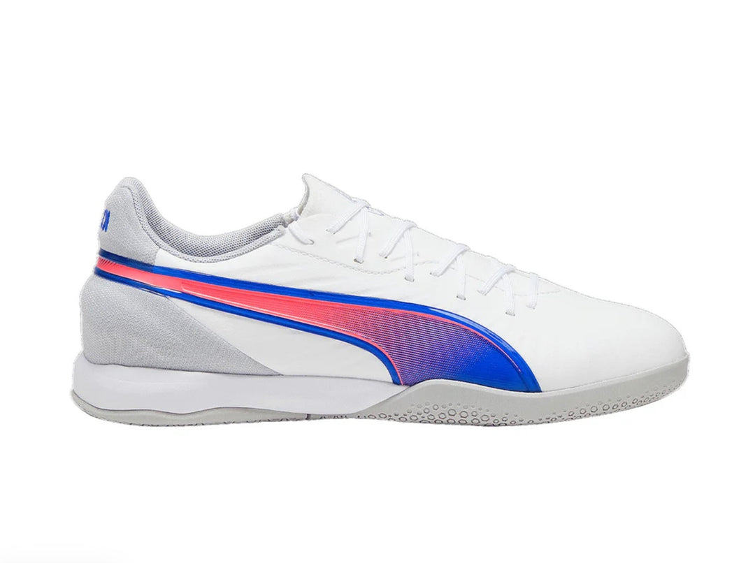 Puma Futsal Junior - King Match  - PUMA WHITE/BLUEMAZING/FLAT LIGHT GREY