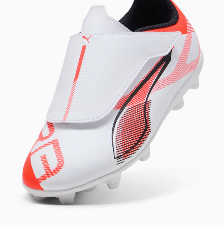 Puma Ultra 5 Play V FG/AG RB Jr - WHITE/BLACK/GLOWING-RED