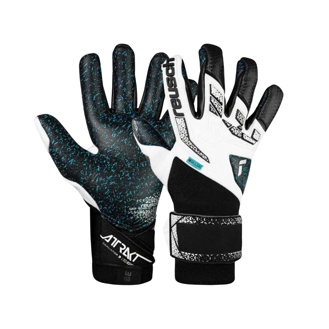 Reusch Attract Freegel Fusion Goaliator - WHITE/BLACK/AQUA BLUE