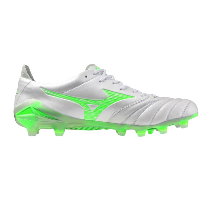 Mizuno Morelia Neo IV Elite FG Boots - WHITE/GREEN GEKO