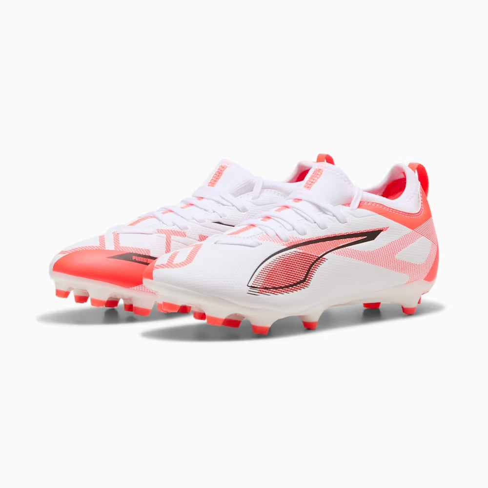 Puma Ultra 5 Match FG/AG JR - WHITE/BLACK/GLOWING-RED