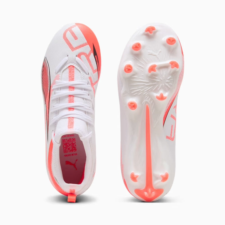 Puma Ultra 5 Match FG/AG JR - WHITE/BLACK/GLOWING-RED