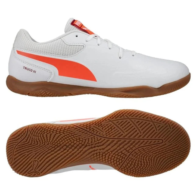 Puma Truco lll Futsal Shoes - WHITE/GLOWING-RED/DARK-CRIMSON