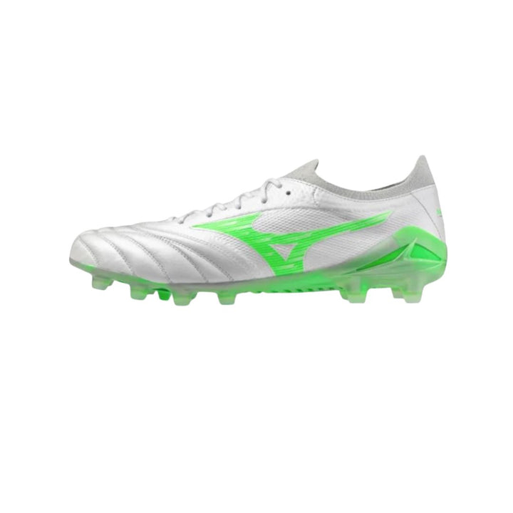 Mizuno Morelia Neo IV Beta  Elite FG Boots- WHITE/GREEN GEKO