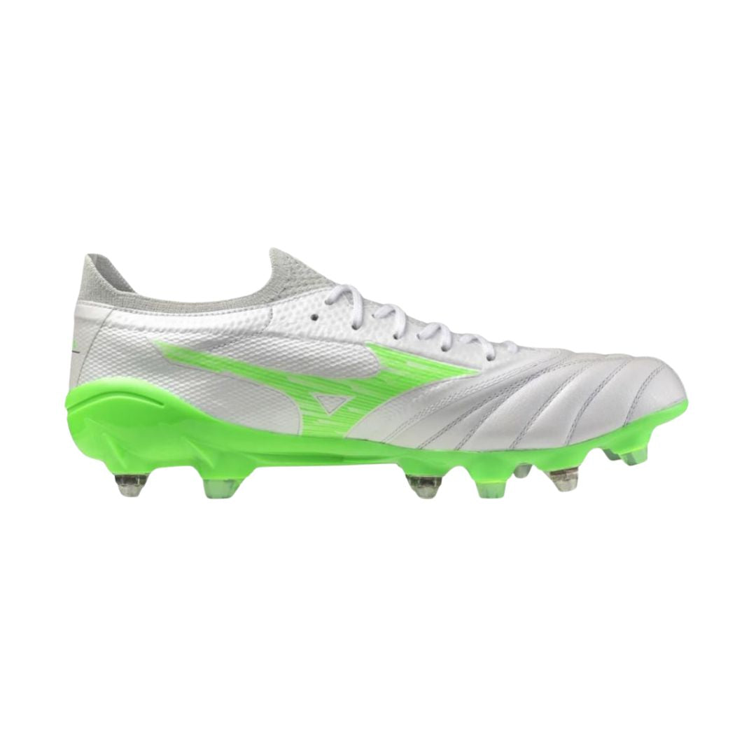 Mizuno Morelia Neo IV Beta Elite SG Mix Boots - WHITE/GREEN GEKO