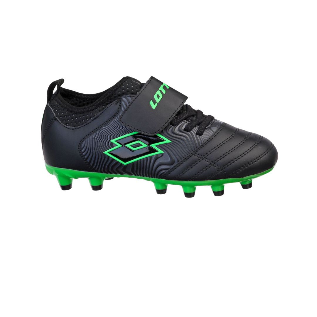 Lotto Liga FG  Junior Football Boots -  BLACK/GREEN