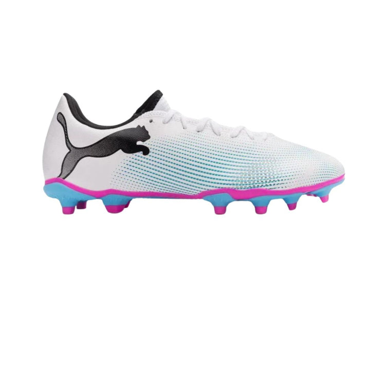 Puma Future 7 Play FG/AG Junior Boots - PUMA WHITE/PUMA BLACK/POISON PINK