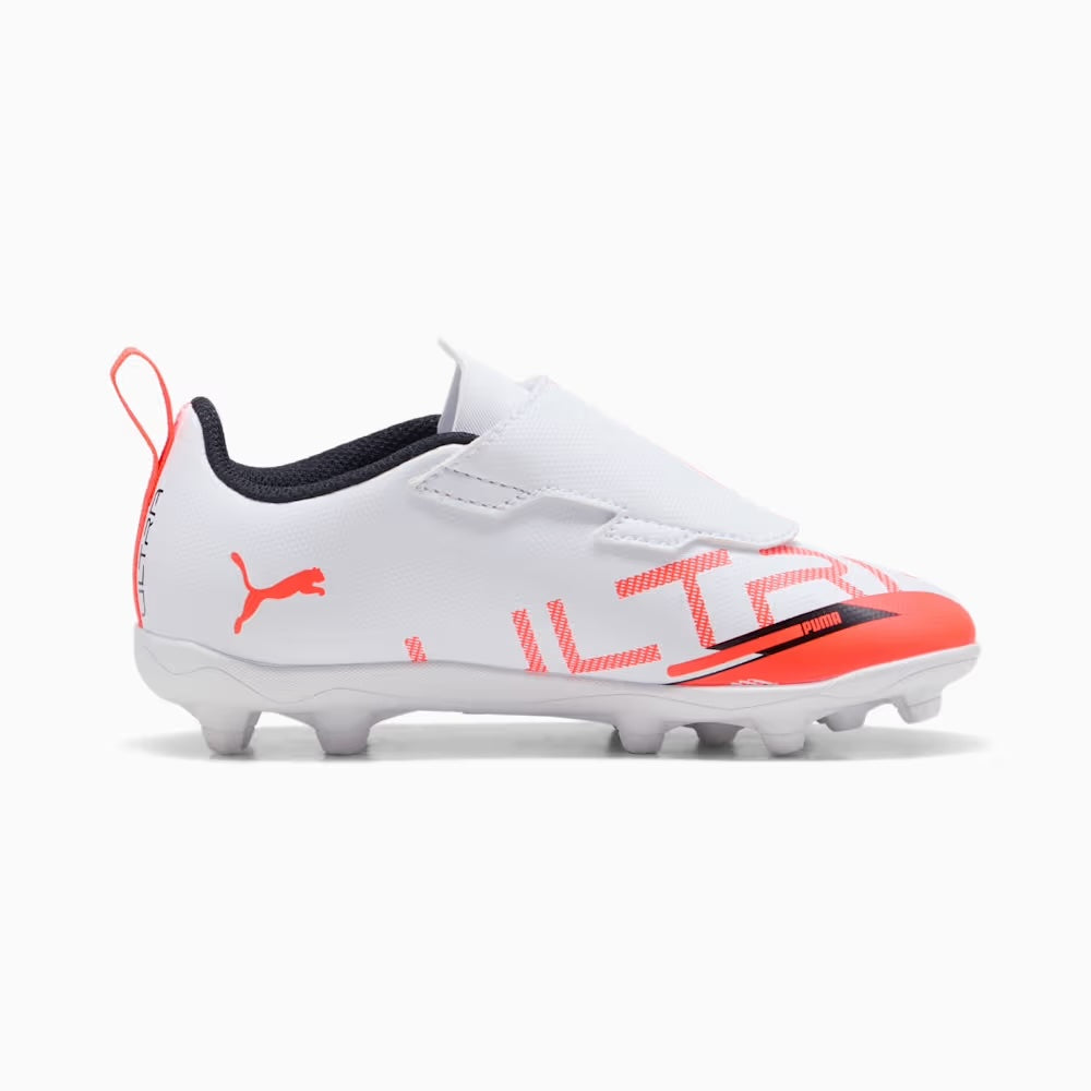 Puma Ultra 5 Play V FG/AG RB Junior - WHITE/BLACK/GLOWING-RED