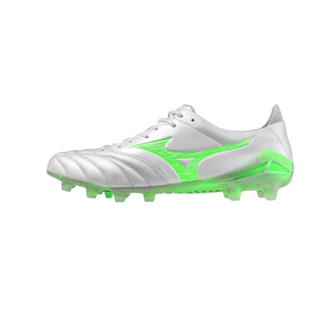 Mizuno Morelia Neo IV Elite FG Boots - WHITE/GREEN GEKO