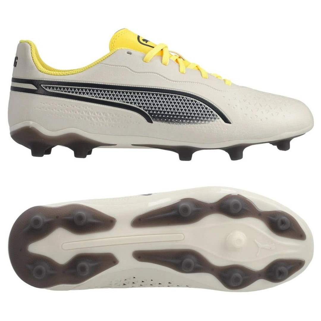 Puma King Match FG/AG Junior - APLINE SNOW/ASPHALT/YELLOW