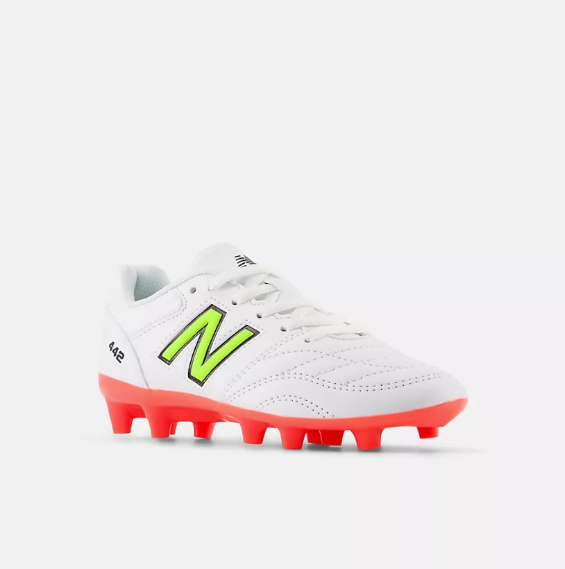 New Balance 442 Academy Junior V2 FG - WHITE/ENERGY RED/HIGH-LITE