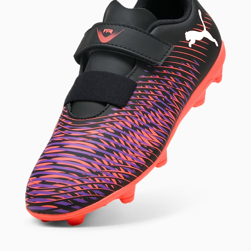 Puma Future 8 Play V Junior FG/AG - BLACK/WHITE/GLOWING RED