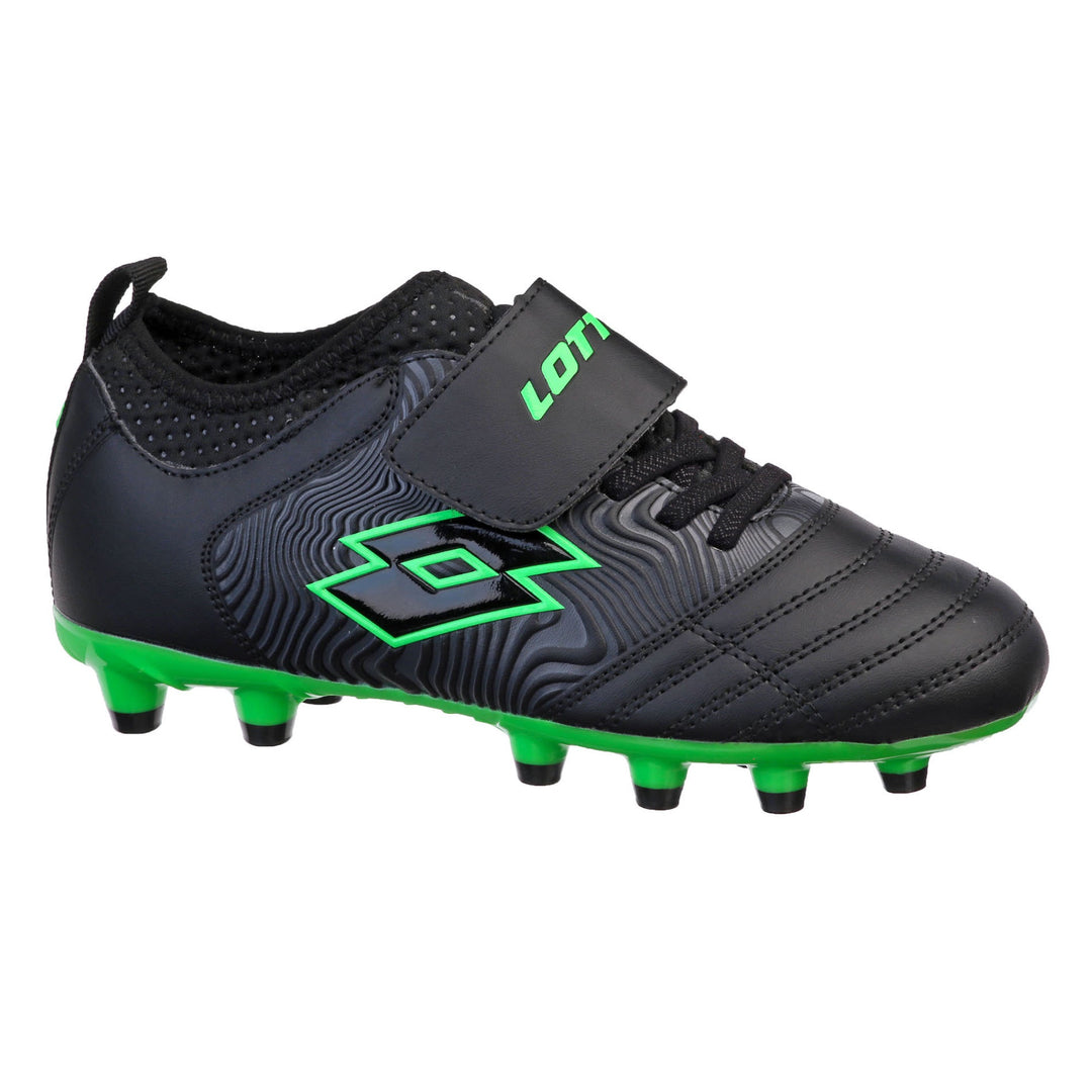 Lotto Liga FG  Junior Football Boots -  BLACK/GREEN